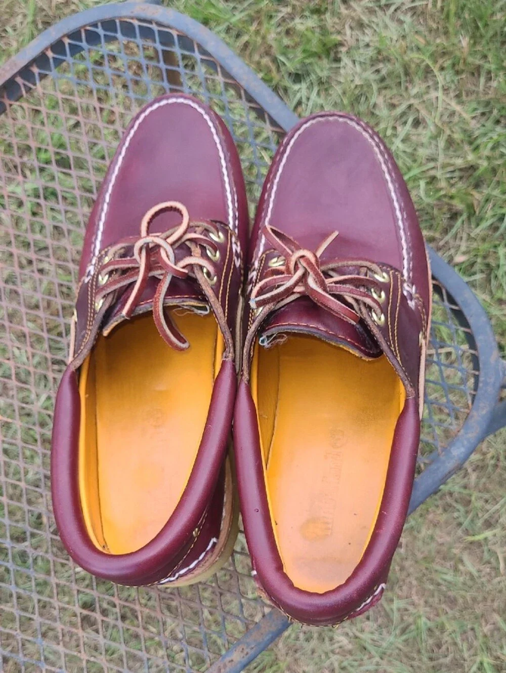Timberland Men's Brown Leather Boat Shoes with Tan Crepe Sole Size Mens 9.5m